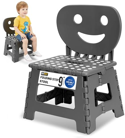 MY DIY Folding Step Stool – 2-in-1 Foldable Chair & Step Stool - Sturdy & Lightweight Step Stools Supporting up to 150kg - Easy Carry Handles, Flat Foldable Stools for Adults & Kids Use at Home/Office