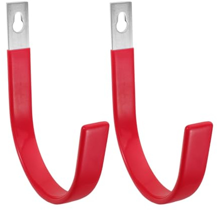 SKISUNO 2pcs Lifebuoy Hooks Red Coated Stainless Steel Life Ring Hanger with Simple Mounting Solution and All-Weather Performance for Boat Rails and Pool Rescue Equipment