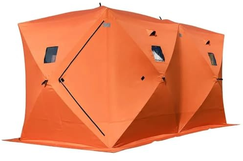 Campingtält vattentätt fyrkantigt automatiskt karpfisketält utomhus, med en enda stolpe i glasfiber och oxfordtyg, för is (orange)