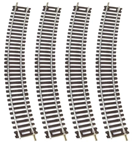 Gralara 4 Piezas Vía de Tren Modelo Escala HO Riel Terminal Curvo Recto Accesorio Juguete Educativo PP Aleación Adecuado para Niños Juegos Mesa Regalo, 23cmx3cm