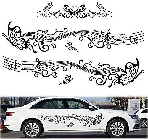 SZSS-CAR Vinyl-Aufkleber, Motiv Schmetterling, Musiknote, Auto-Aufkleber, Karosseriebild, Seitentür, Autos, Notenblätter
