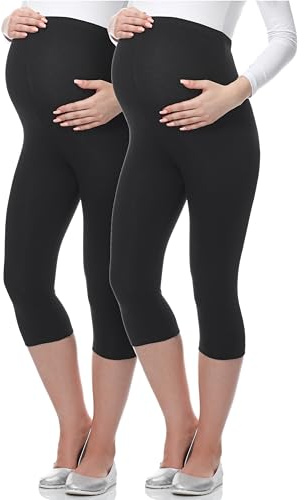 Be Mammy Lot de 2 Leggings 3/4 Grossesse Maternité Tenue Sport 03 (Noir/Noir, M)