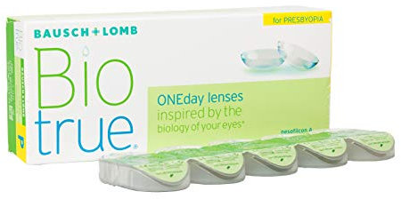 Bausch + Lomb Biotrue ONEday for Presbyopia Tageslinsen, Gleitsicht-Kontaktlinsen, weich, 30 Stück -04.00 Dpt, DIA 14,2 mm, BC 8,60, Add High