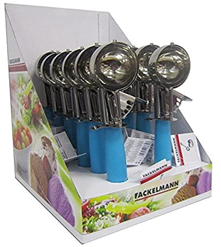 Fackelmann 2363950 Cuillère à glace manche coloré, portionneuse à glace, cuillère à glace, Acier inoxydable, Plastique, Mauve, Rose, 20 cm