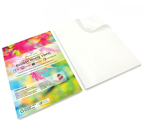 Evergreen Goods 10 Blatt A4 Weißes Wasserdicht Vinyl Stickerpapier | Glänzend | Für Tintenstrahl | Selbstklebendes PVC Papier | Kompatibel Mit Schneidemaschinen (Cricut & Silhouette)