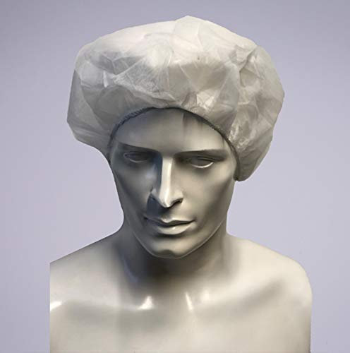 Baretthaube aus PP-Vlies 20 gsm | Kopfhaube | Kopfschutz | Einweg Haarschutz | Haarkappe | Weiß | 53 cm Durchmesser | 100 Stück