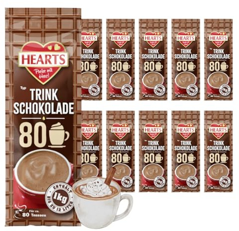 Hearts Trinkschokolade Cremiger Kakao 10 x 1kg Kakao