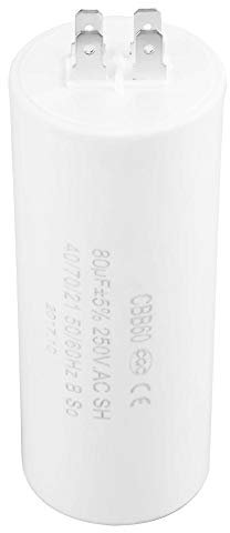 Condensador de funcionamiento de motor de forma cilíndrica CBB60 80uF, condensador de motor de 250 V CA, condensador de motor aislado para compresores de aire acondicionado(Emballage de boîte d'avion)