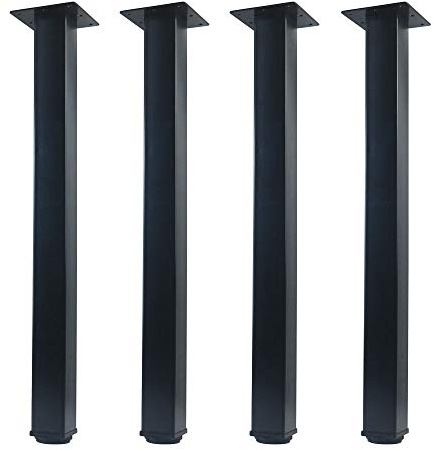 QLLY Möbelfüße Verstellbar Schwarz 50cm, 4er Set Füße für Möbel, Vierkant Profil 50 x 50 mm Couchtischbein, Endtischbein, Stuhlbeine, Kinderschreibtisch (50cm, Schwarz)