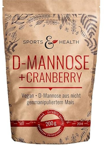 D-Mannose Pulver mit Cranberry - 200g Mannose + Cranberry Pulver - 2g pro Tagesdosierung - Vegan - Cranberries & D Mannose
