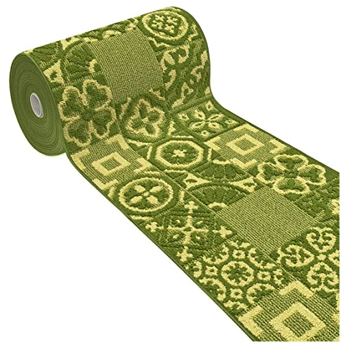 emmevi Tappeto Cucina 3D Passatoia Antiscivolo Lavabile Piastrella Maiolica Mod.CLELIA Dis.G 57X230 VERDE
