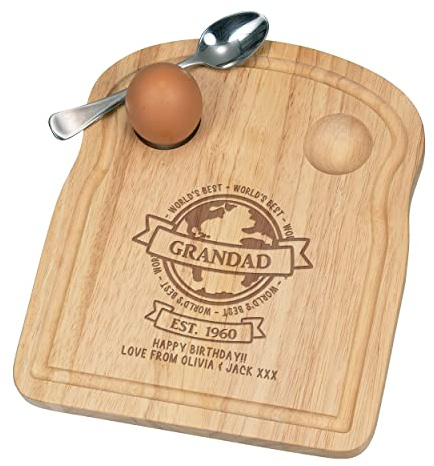 Personnalisé Fofolle Coquetier Board Worlds Best Globe Message Tout Nom Petit Déjeuner en Bois Personnalisé Pâques