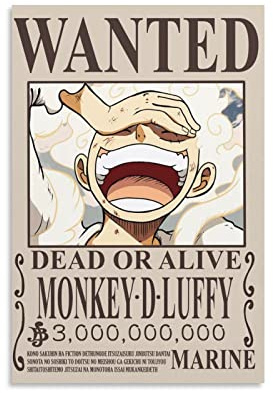 NANXIANG One Piece Wanted Luffy Poster Wanddekoration, Leinwand, Raumdekoration, 20 x 30 cm