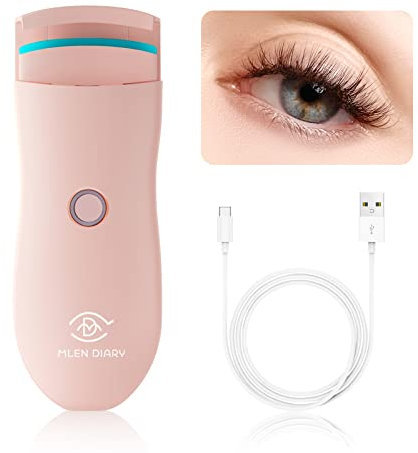 MLEN DIARY Rizador de Pestañas Eléctrico con Calefacción Rizador Pestañas Recargable Portátil con Almohadillas de Silicona Calefactoras 2 Modos de Temperatura, rápida Herramienta de Maquillaje (Rosa)