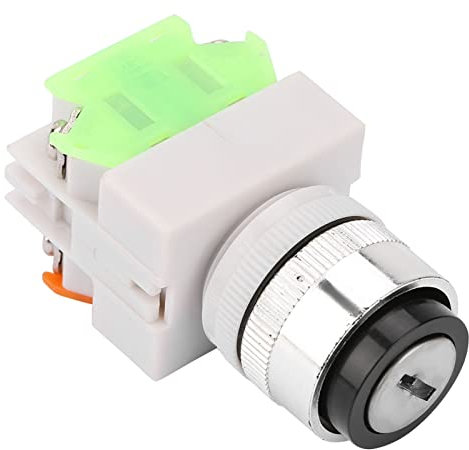 Risegun Selettore Rotativo a Chiave, 220V 2 Posizioni Mantenute 1NO Selettore Rotativo a Scatto 5a Selettore Rotativo Selettore con 2 Chiavi Interruttore a Pulsante Rotativo Montaggio 22mm