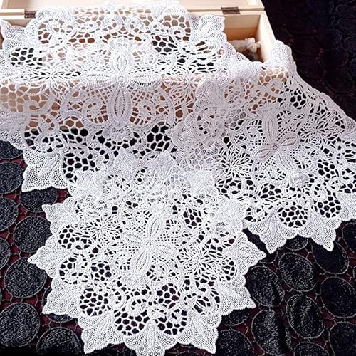4 Stück Handarbeit Spitze Runde Gestickte Tischläufer - Geklöppelt Weiße Spitzendeckchen Platzdeckchen für Küche, Esszimmer, Dreamcatcher Dekoration 15cm