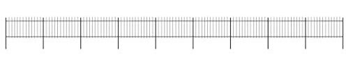 Camerina Clôture de Jardin avec Dessus en Lance Acier 15,3 x 1 m Noir,Barriere Jardin Exterieur,Barriere Jardin,Portillon Grillage277619