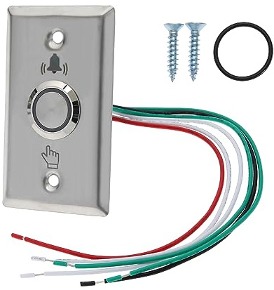 YINETTECH Waterproof Door Bell Lighting Pressure Button Switch with LED NO&NC 304 Stainless Steel Wireless Doorbell 12V Luminous Button LED Flash 87x51mm