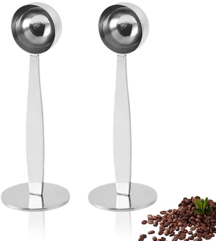 2 Cuillères à Café De 15 Ml, Cuillère à Mesurer 2 En 1, Multifonctionnel Cuillère à Doser Expresso Avec Doseur De 50 Mm Cuillère à Soupe En Acier Inoxydable pour Moulu Grain de Café