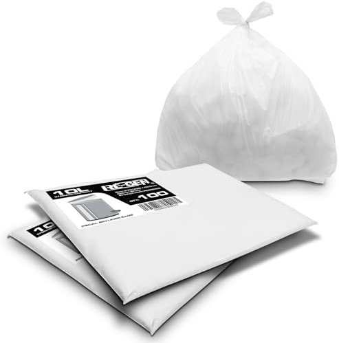 RE-GEN 10L White Small Kitchen, Bathroom Pedal Bin Liners Refuse Sacks (2 Pack, 200 Bags) Everyday, Office & Home Use | Premium Grade Rubbish Garbage Bags 279/430 x 457mm