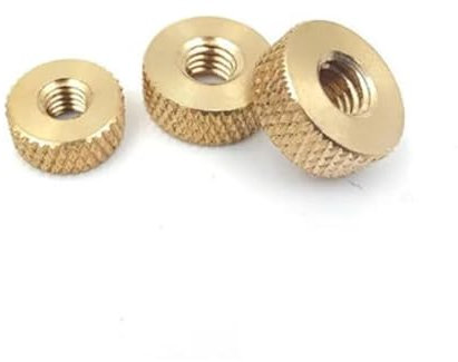 BIGDROP 5 teile/los M3 M4 M5 M6 Messing Flache Dünne Kopf Rändel Hand Anziehen Rändelmutter (Color : Gold, Size : M4x10x4)