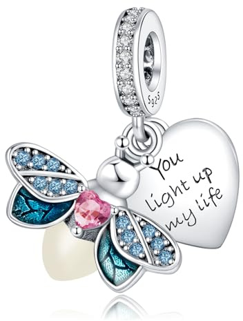 NUNUYAYA Damen Sterling Silber Firefly Charm Anhänger für Armband und Halskette, Glow in the Dark Charms Beads für Frauen und Mädchen