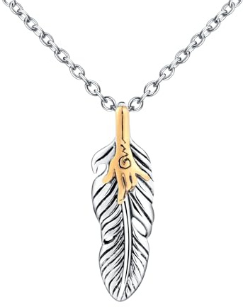 INFINIONLY Fashion Collier Plume en Acier Inoxydable Pendentif de Plumes Elégant pour Hommes Femmes Adolescents Collier Créatif Décorations des Jeunes à la Mode