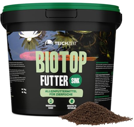 Teichzeit Biotop Futter Sink | Fischfutter für Teichfische | sinkendes Teichfutter | Futter für Gartenteich Fische | 1000 ml