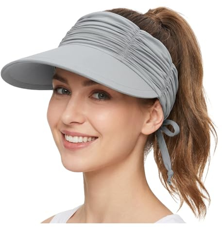 YAMEE Visor Cap Damen UV Schutz,Sonnenvisier Damen Elastisch Sonnenschild,Leicht Sonnenhüte Große Krempe,Sonnenblende Damen Sommerkappe Atmungsaktiv für Strand, Camping, Picknicks,Wandern
