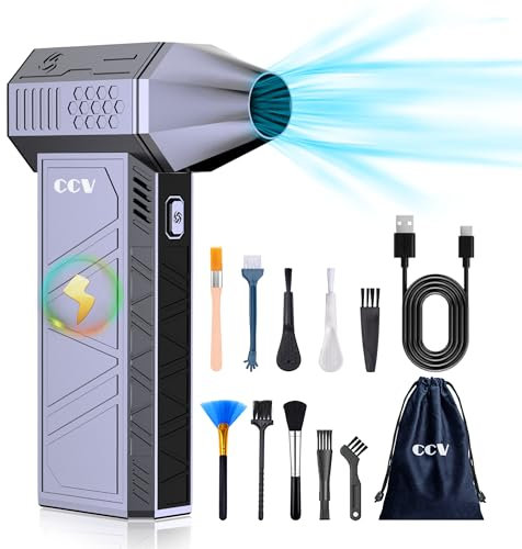 Compressed Air Duster - 150000RPM Electric Air Duster for Cleaning Keyboard&PC 3 Gears Adjustable Rechargeable Cordless Jet Dry Blower Air Blower for Car and Home (F33-BLUE-UK)