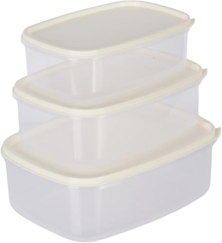 Jolie Max Set di 3 contenitori rettangolari per alimenti con coperchio. Contenitore ermetico da cucina in plastica adatta a microonde, congelatore e lavastoviglie. Salvaspazio, a prova di perdite,
