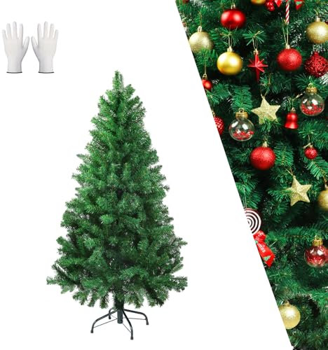 Edonkvi Künstlicher Weihnachtsbaum, 150 cm Tanne mit 500 Spitzen, PVC, Dichte Zweige, Einfacher Aufbau, Weihnachtsdeko