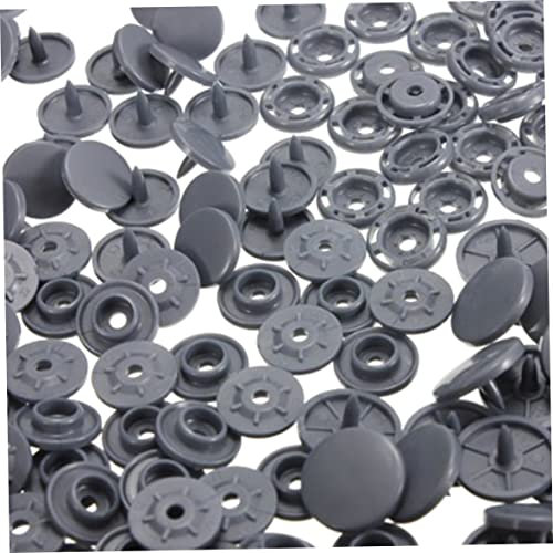 Kam Snaps Starter Kit, 100 PCs Schnappschüsse Plastik Poppers Schnappfestern für DIY -Kleidung Accessoires Grau