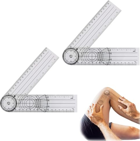 Goniometer 2 Stück 360° Transparenter Winkelmesser Für Physiotherapie | transparentes Material, hochpräzise Skala, vielseitig einsetzbar
