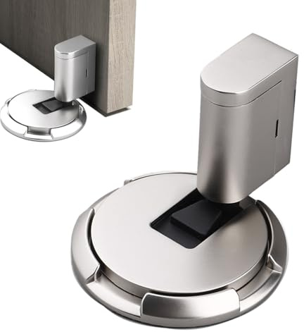 Türstopper Boden Zum Schrauben und Kleben - Mechanischer Bodenstopper Selbstklebend für Wand, Schwer, Geeignet für Schlafzimmer, Badezimmer, Büro, Wohnzimmer (Silber)