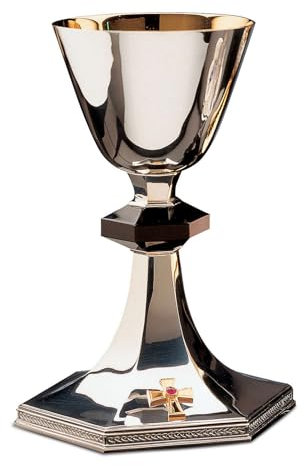 Holyart Cáliz Patena y Copón Molina Clásico Piedra roja Plata Maciza 925, PatenaDiámetro Copa Cáliz: 10.8 cm|Diámetro Patena: 16 cm|Altura cáliz: 21.3 cm