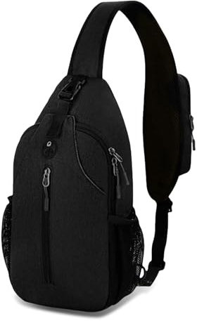 Aucuu Sling Rucksack, Brusttasche Sling Bag Klein, Schultertasche, Multipurpose Crossbody Bag, Crossbody Umhängetasche mit Kopfhörerloch, Schulterrucksack für Wandern Reisen Klettern Herren Damen