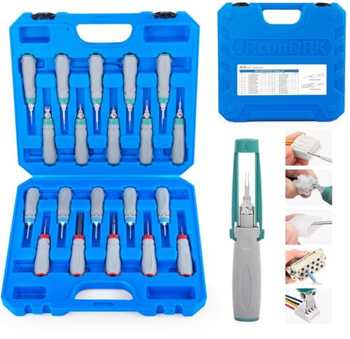 JRready JRconDRK21A20-01 Auspinwerkzeug-Kit, neues Entriegelungswerkzeug mit Schutzhülle, kompatibel mit Deutsch DT-Serie, Molex Micro-Fit-Serie, Metri-Pack-Serie, TE, AMP, Harting, WAIN D-Sub-Serie
