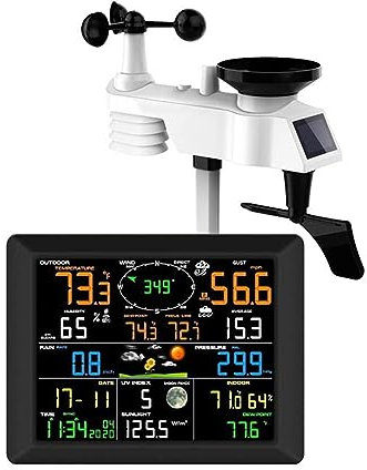DSeenLeap Estación meteorológica WiFi Profesional con Sensor Exterior, pluviómetro, dirección de Velocidad del Viento, presión atmosférica y pronóstico del Tiempo