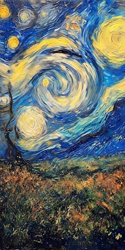 Peinture par Numero Adulte, Van Gogh Ciel étoilé DIY Peinture Enfant Acrylique, Peinture par Numero d'art avec Pinceaux et Acryliques Bricolage Peintures Kits pour la Décor 90x180cm sans Cadre s-660