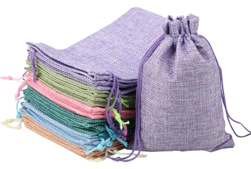 Jutesäckchen mit Kordelzug Bunte 30 Stück Jutesäckchen Jutebeutel 13x18 cm Stoffsäckchen 6 Farben für Schmuck Geschenkbeutel für Party Hochzeitsgeschenke Weihnachten und DIY