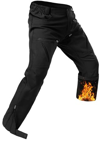 Yevtzl Mens Fleece Lined Waterproof Snow Ski pants, Insulated Men's Winter Pants for Cold Weather, Outdoor Soft-Shell Snowboard Pant For Camping Hiking (US, Numeric, 34, Regular, Regular, Black)