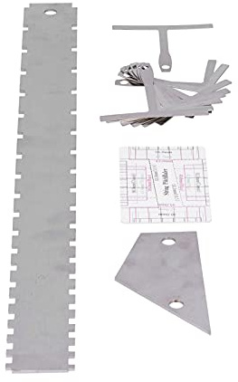 Drfeify Conjunto de Herramientas de Medición de Guitarra Kit de Calibre de Regla de Nivel de Nivel de Acorde de Acorde de de Acero de Acero Inoxidable para Luthier, Accesorios de Instrumentos (SILVER)