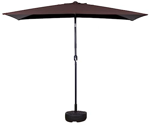 Faltbarer Terrassenschirm, Strandschirm mit stabilen Rippen, Tischschirm für den Außenbereich, Gartenpool, Sonnenschutz, befüllbarer Boden, einfache Handkurbel, braune Farbe