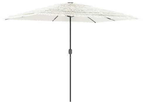Makastle Parasol de Jardin Exterieur avec Manivelle, Parasols de plage, Parasol Balcon pour Marché, Piscine, mât en acier, blanc 300x200x250 cm