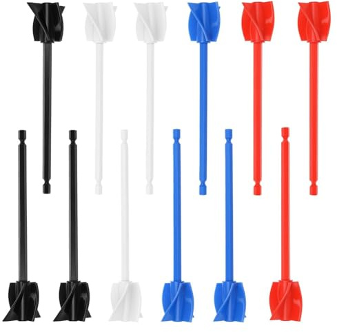 Geieold Epoxy Mixer Attachment for Drill, 12-Piece Set - Helix Paddles, Paint Stirrers Drill Attachment, 6.5-Inch