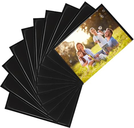QinyOulhause 10 Pezzi Mini Cornici Magnetiche - Cornice Magnetica per Frigorifero Portafoto - Cornice con Foto per Frigoriferi e Superfici in Metallo, 9,5 x 6,5 cm, Nero