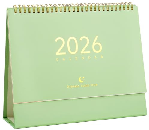 Calendario De Escritorio 2025-2026, Calendario De Sobremesa, Calendario Mini Compacto Grueso Calendario Diario, October De 2025 a Diciembre De 2026, Para Organizar La Oficina Y El Hogar Color Verde