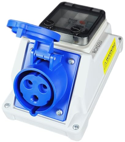 RoadEu | Prise Murale CEE 32A (P17 Bleue) IP54 | Coffret Électrique Précâblé avec Différentiel 40A Type A & Disjoncteur 1P+N 32A | Certifié VDE | Idéal Garage, Atelier & Recharge Véhicule