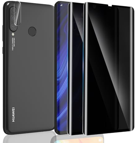 Yonntmmi für Panzerglas für Huawei P30 Pro Privacy & Kameraschutz | 2 Stück Anti-Spy Schutzfolie mit 1 Stück Kameraschutz, 9H Härte, Kratzfest, Privacy Displayschutz für Huawei P30 Pro